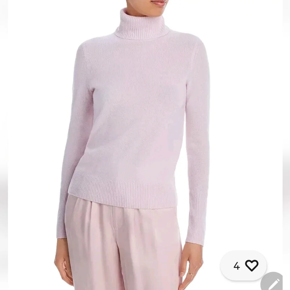 Aqua Cashmere Light Pink Turtleneck Sweater..No Tag. - Picture 3 of 7